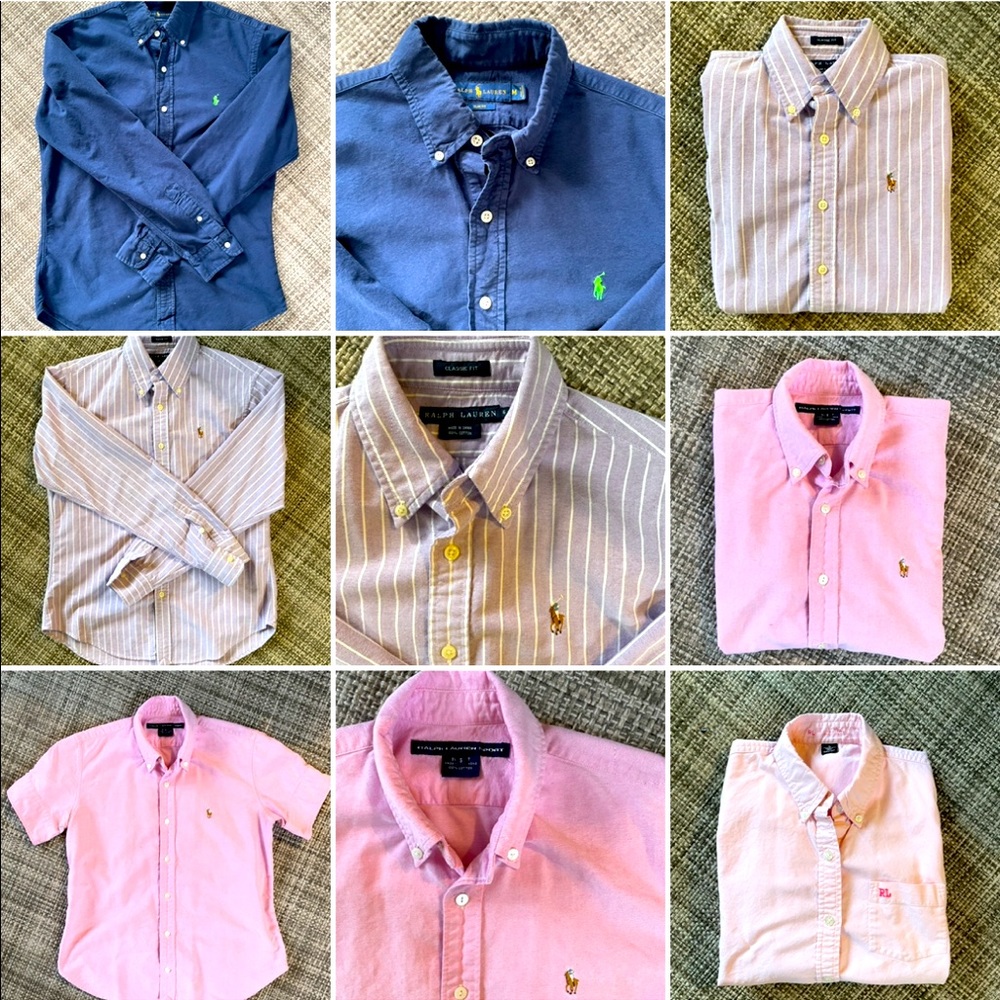 6 Ralph Lauren button down shirts of various colors